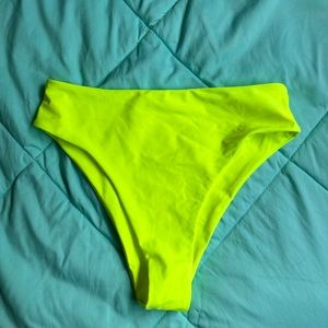Neon yellow cheeky high waisted bikini bottom